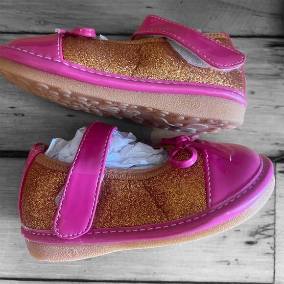 Hide & Squeak Toddler Shoes Size 6 Bows Pink/Orange Green/Pink - Picture 10 of 12